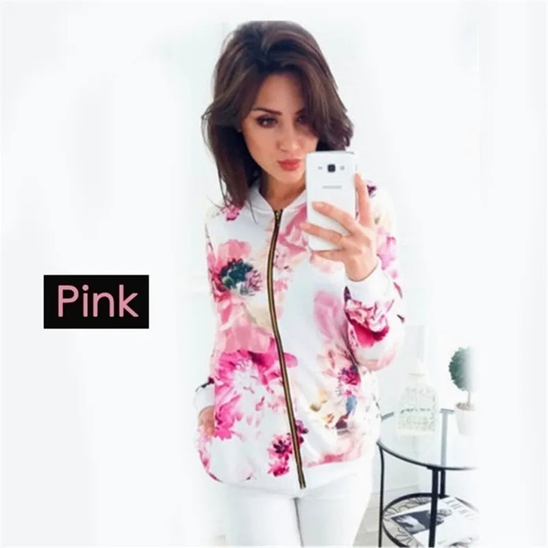 Jaqueta Feminina Bomber Floral