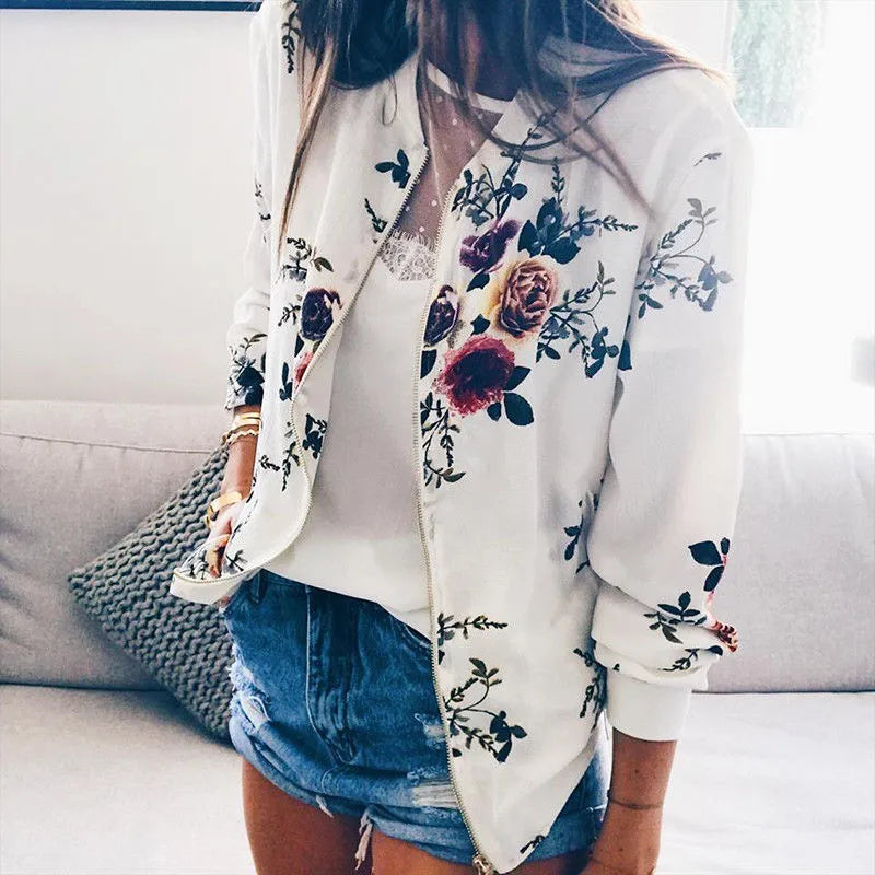 Jaqueta Feminina Bomber Floral