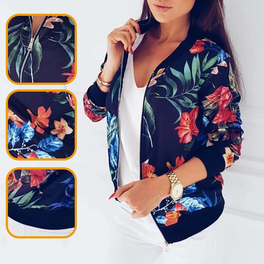 Jaqueta Feminina Bomber Floral