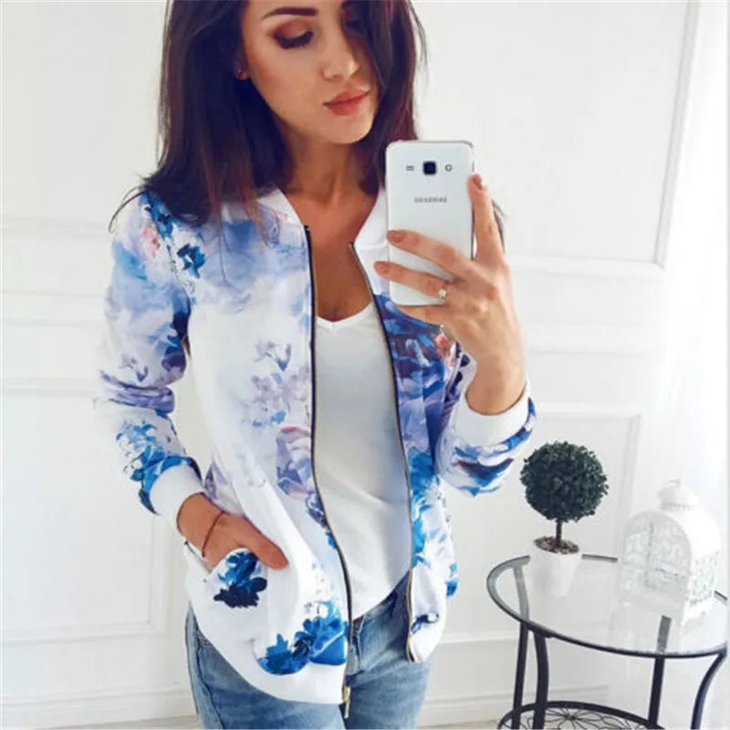 Jaqueta Feminina Bomber Floral