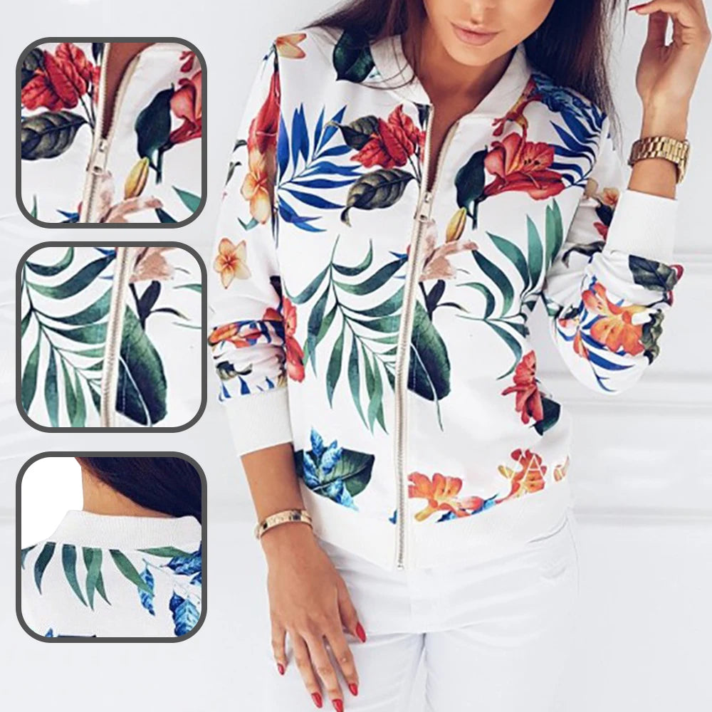 Jaqueta Feminina Bomber Floral