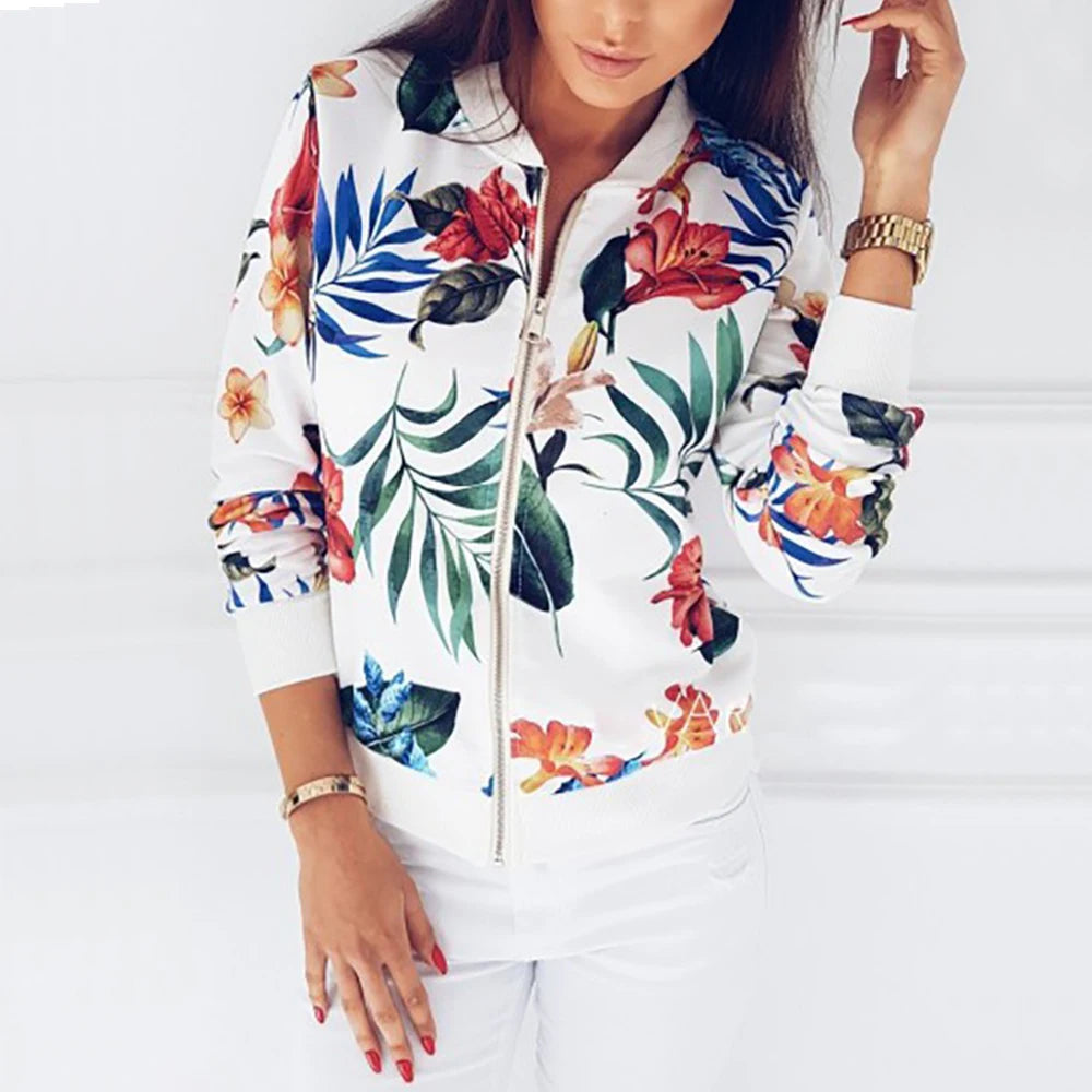 Jaqueta Feminina Bomber Floral