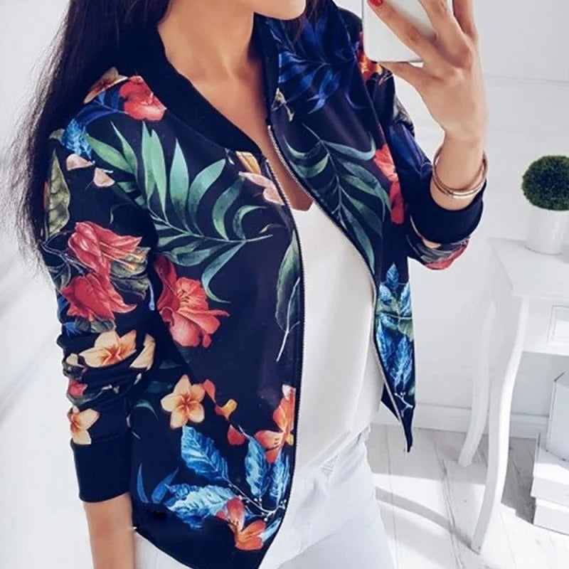Jaqueta Feminina Bomber Floral