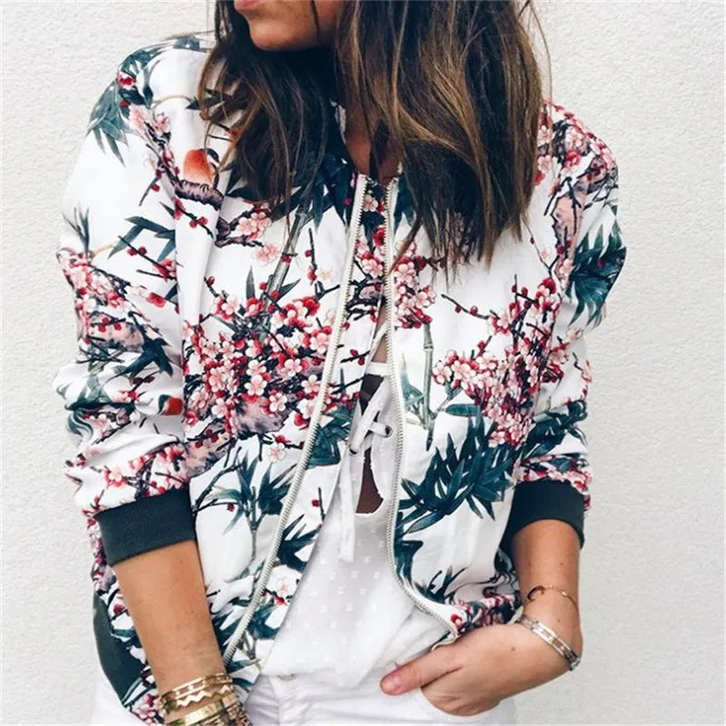 Jaqueta Feminina Bomber Floral
