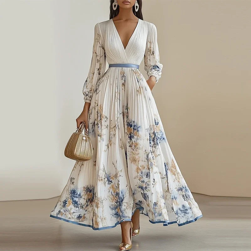 Vestido Longo Plissado Feminino