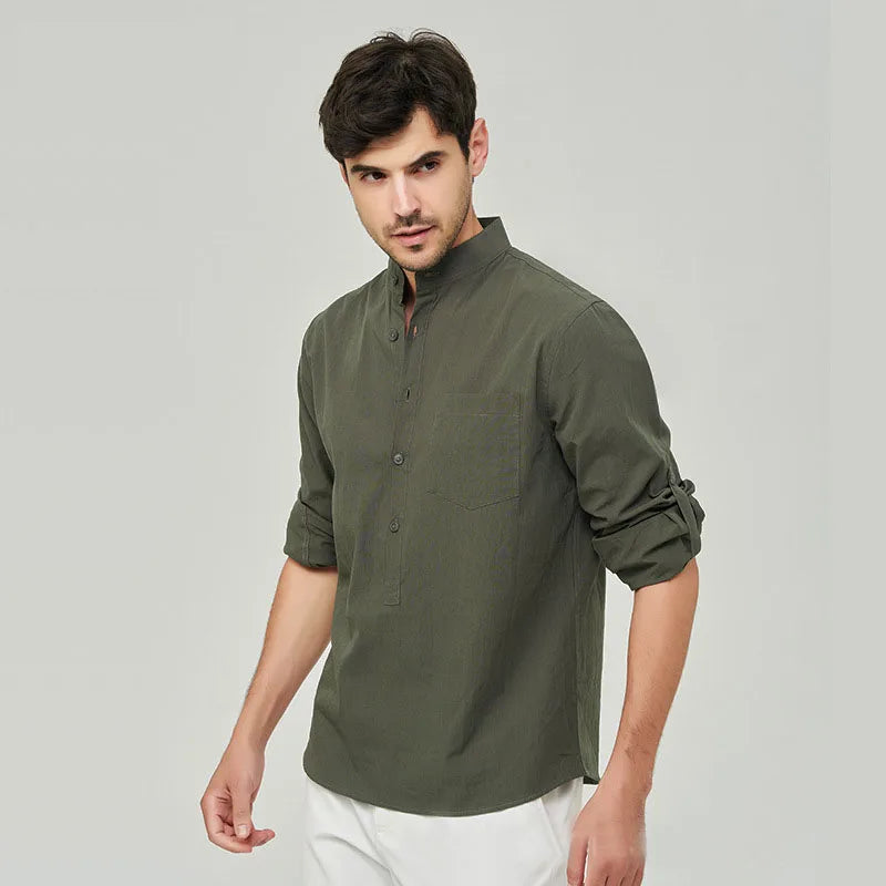 Camisa Masculina Casual em Algodão