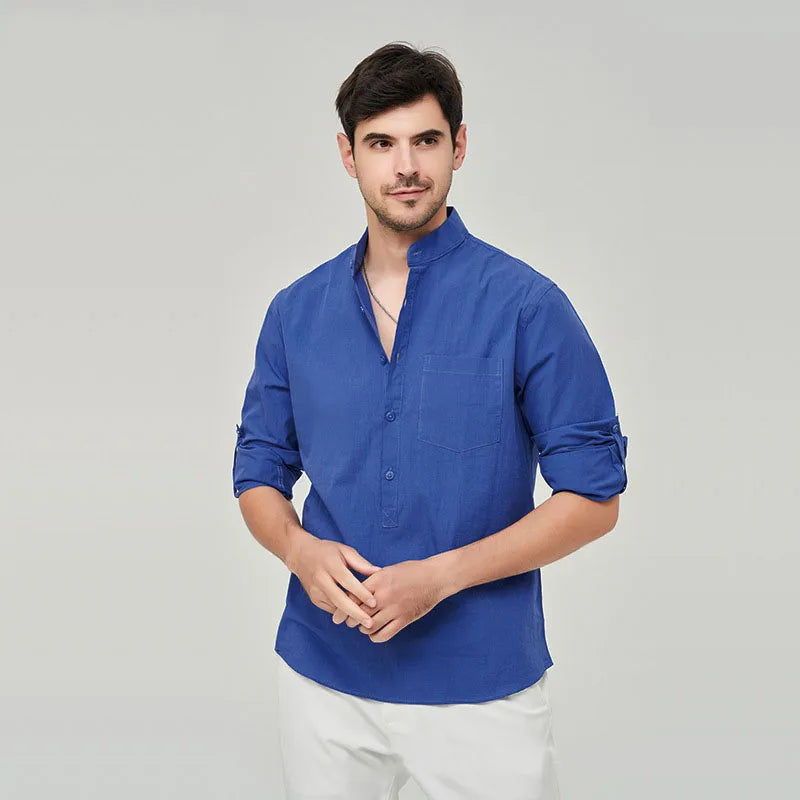 Camisa Masculina Casual em Algodão