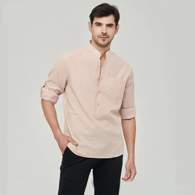 Camisa Masculina Casual em Algodão