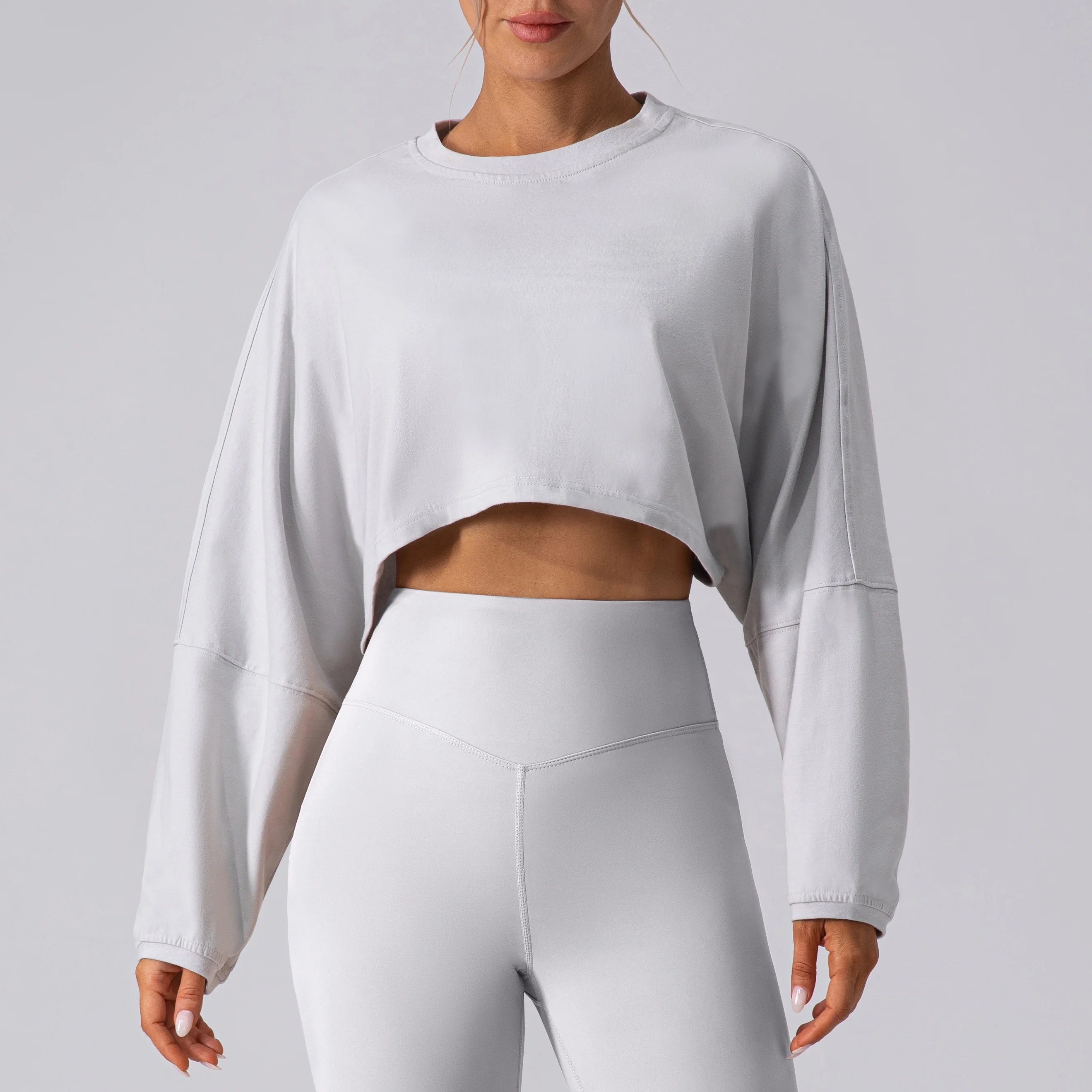 Top Cropped Esportivo Feminino de Manga Longa