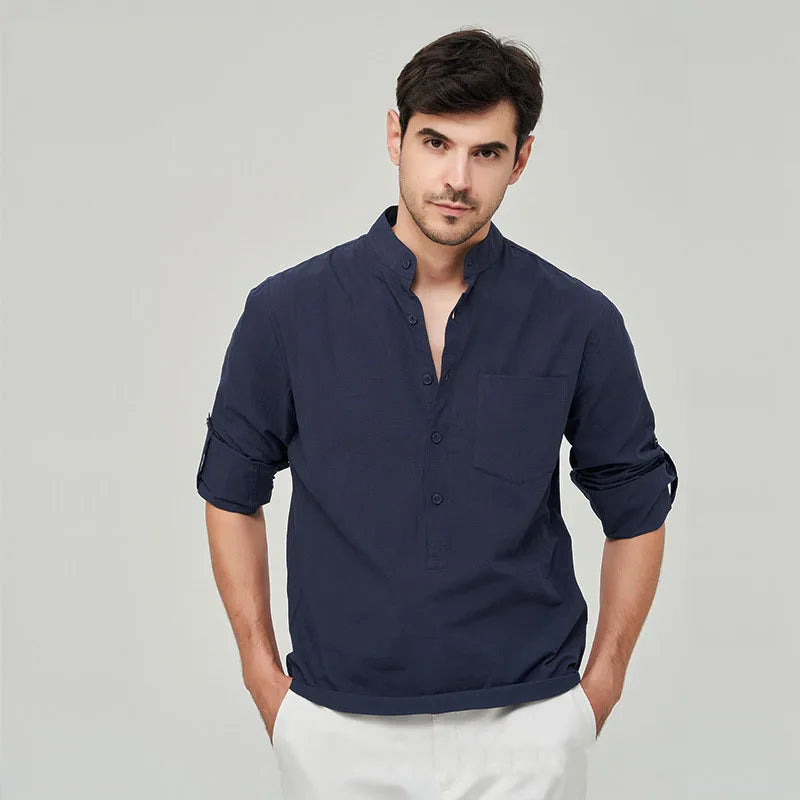 Camisa Masculina Casual em Algodão