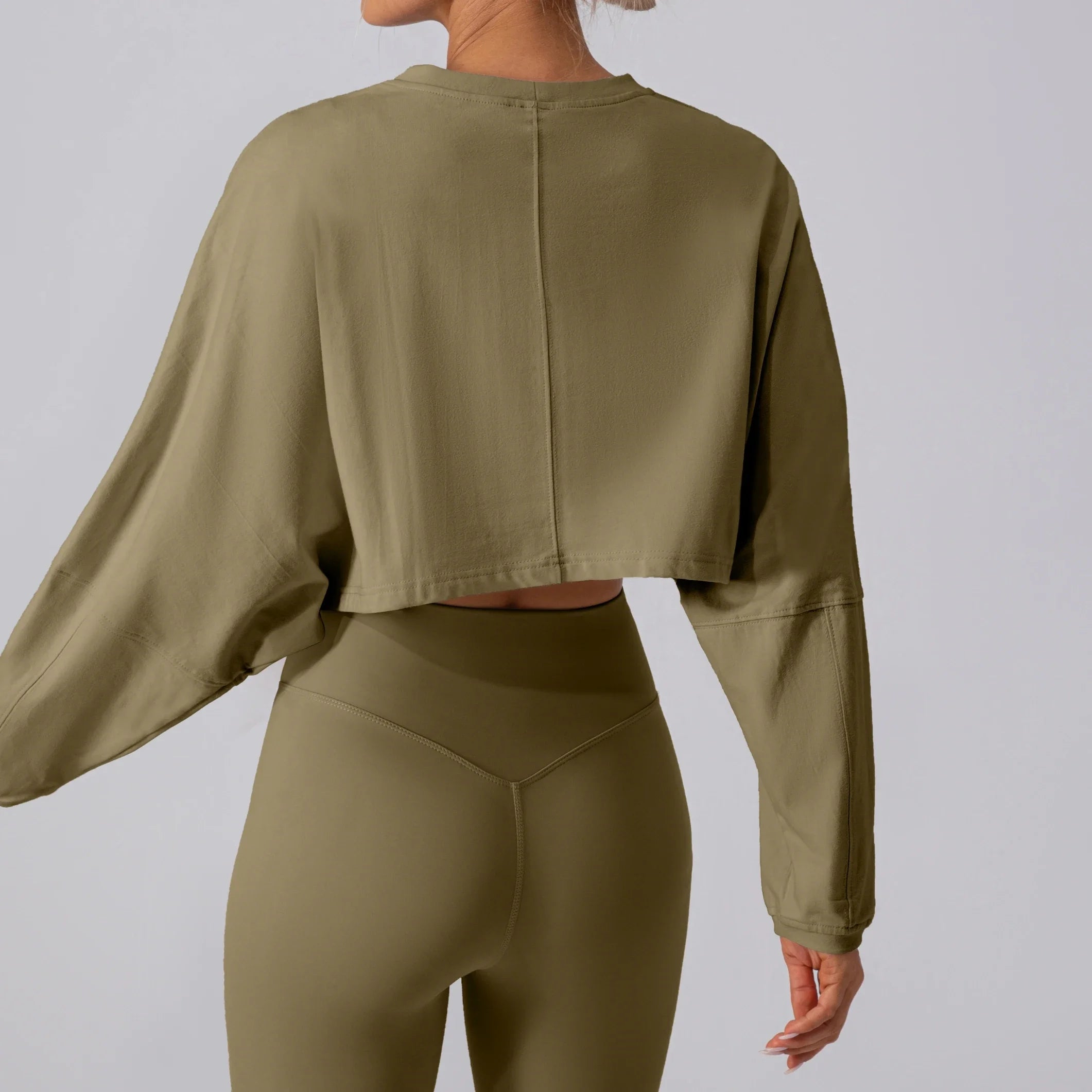 Top Cropped Esportivo Feminino de Manga Longa