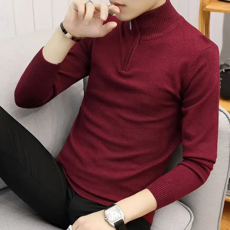 Suéter Masculino Gola Alta Meia Polo