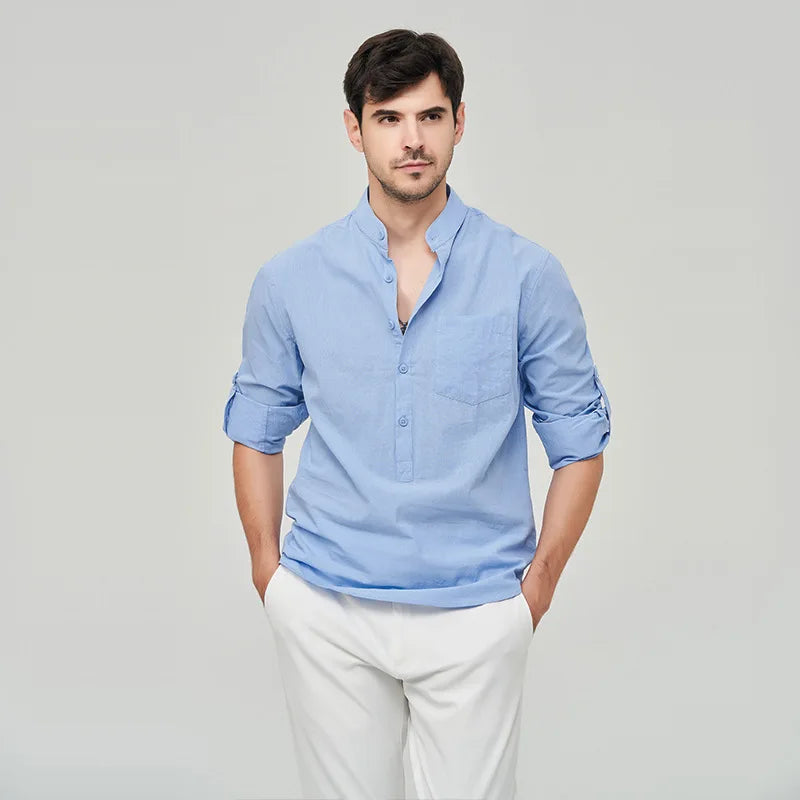 Camisa Masculina Casual em Algodão