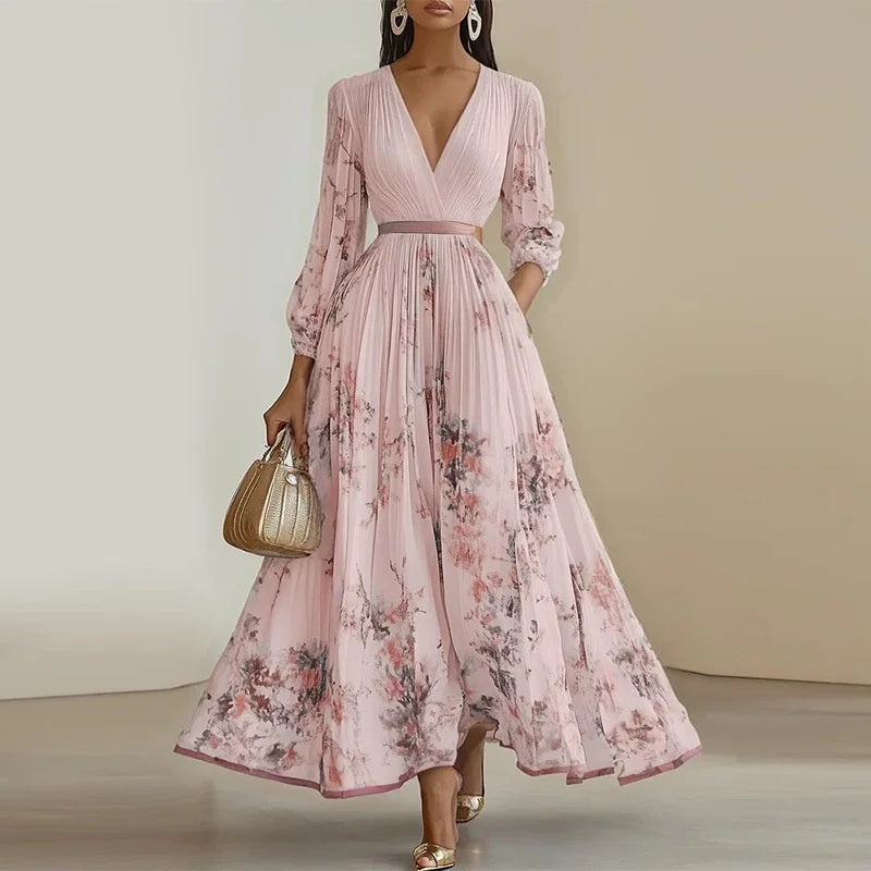 Vestido Longo Plissado Feminino