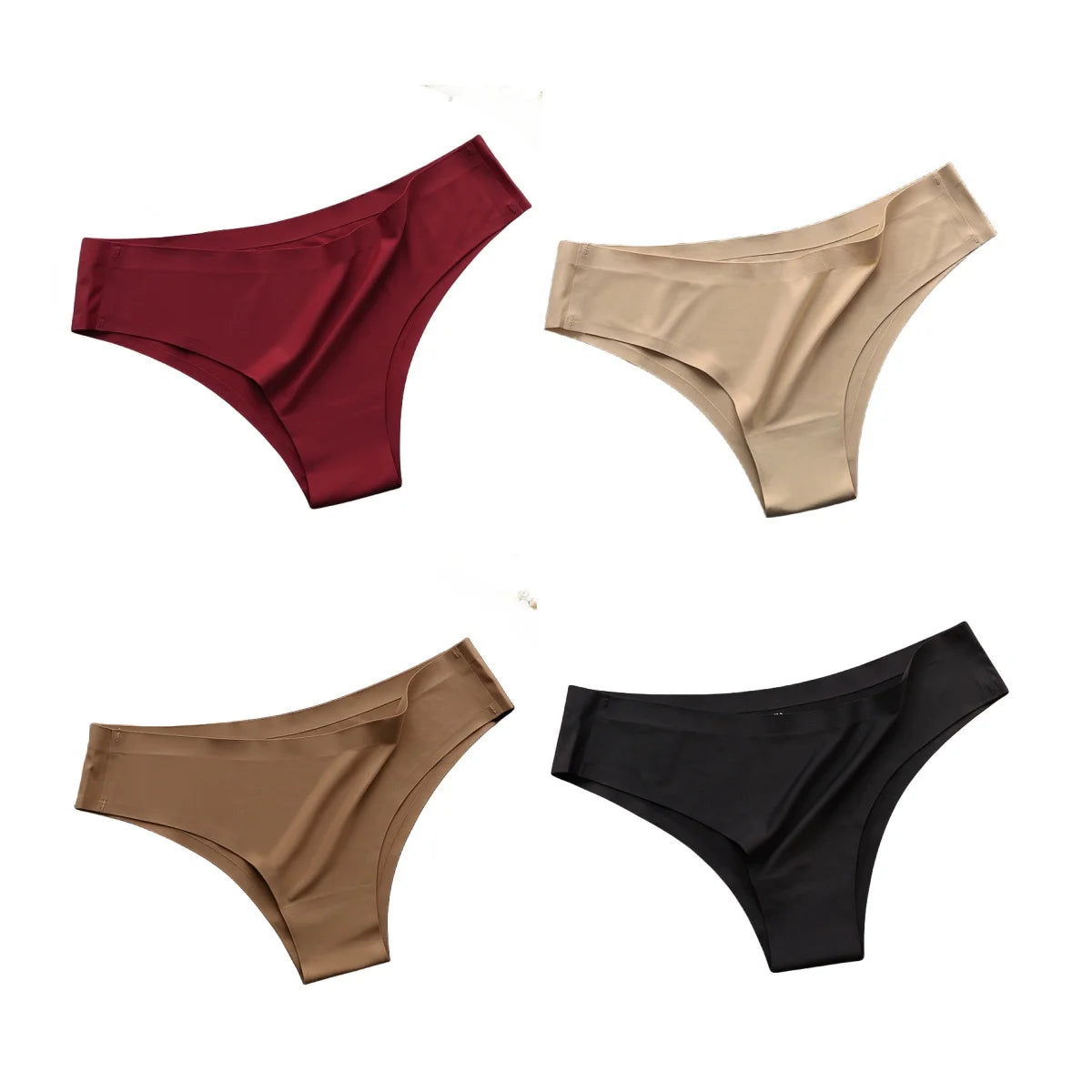Kit 04 Peças de Calcinhas Femininas em Ice Silk (COMPRE 02 LEVE 03)