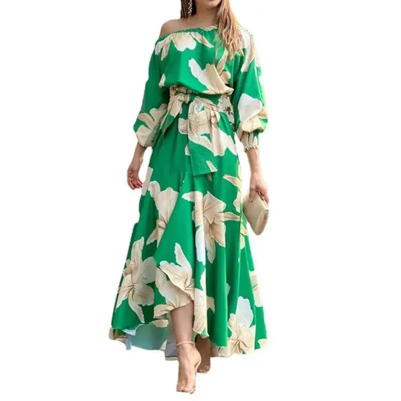 Vestido Feminino Ombro Único com Estampa Floral