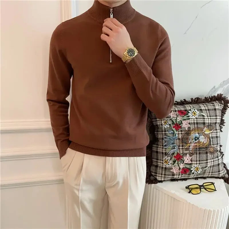 Suéter Masculino Gola Alta Meia Polo