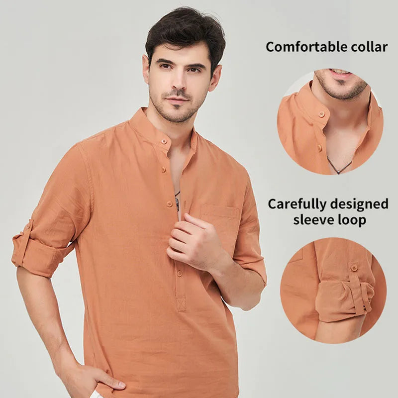 Camisa Masculina Casual em Algodão