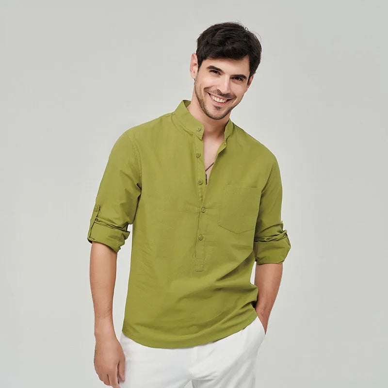 Camisa Masculina Casual em Algodão