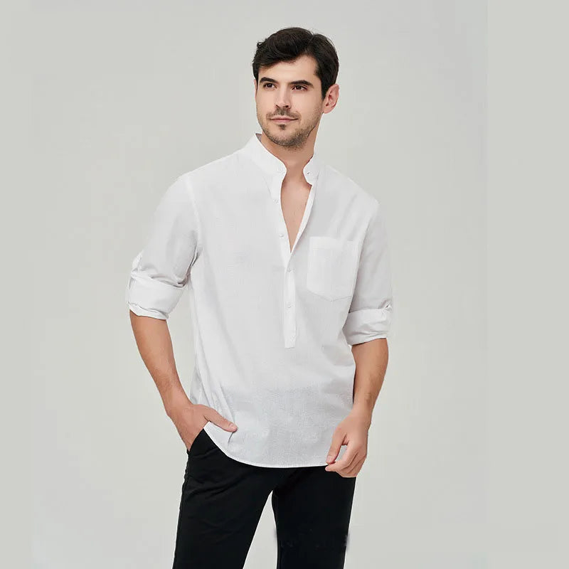 Camisa Masculina Casual em Algodão