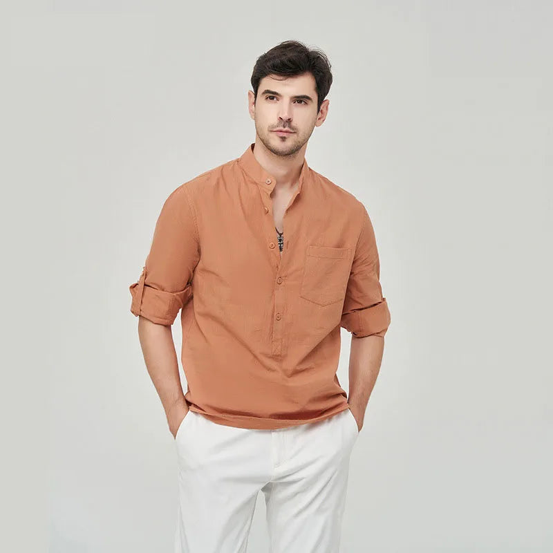 Camisa Masculina Casual em Algodão