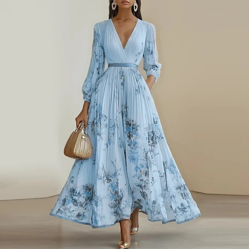 Vestido Longo Plissado Feminino