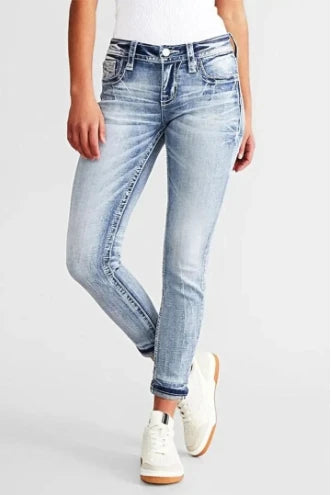 Jeans Bordada Feminina Jogger