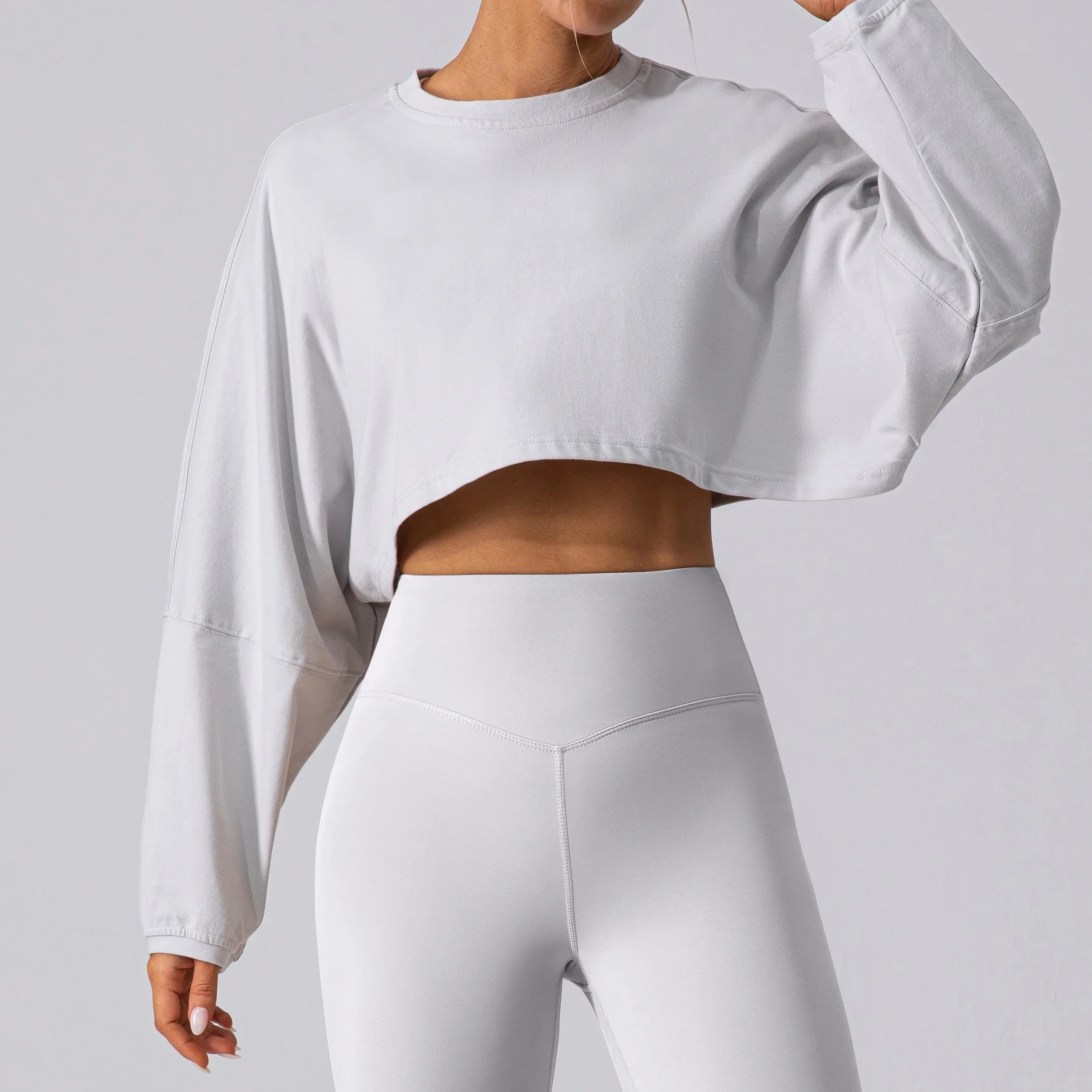 Top Cropped Esportivo Feminino de Manga Longa