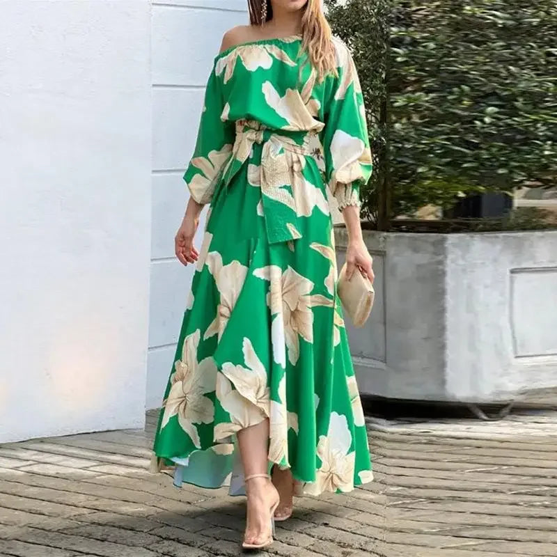 Vestido Feminino Ombro Único com Estampa Floral
