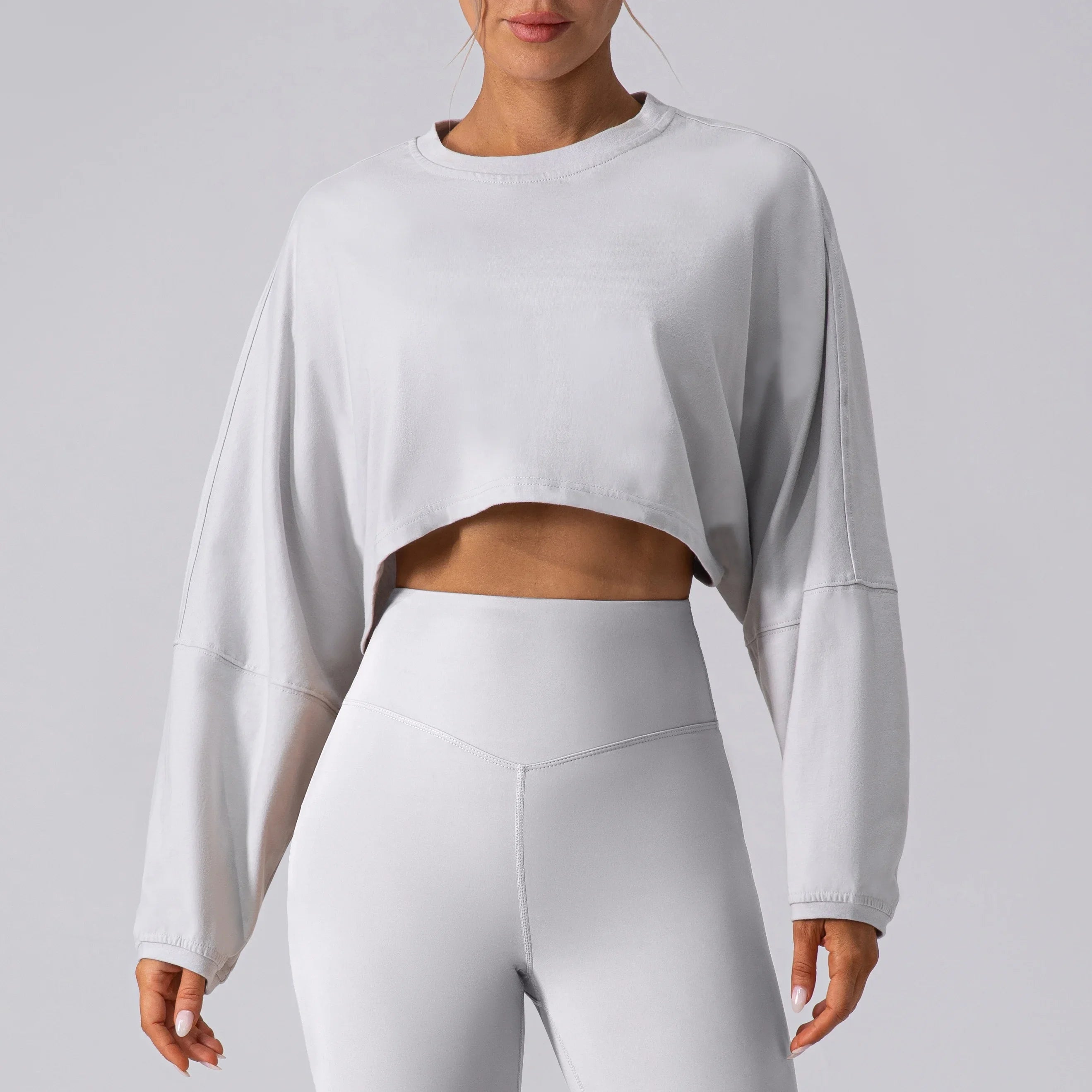 Top Cropped Esportivo Feminino de Manga Longa