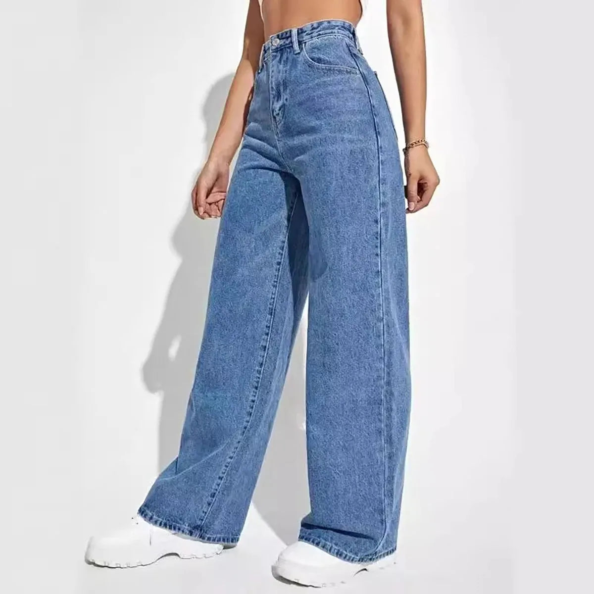 Calça Jeans Wide Leg Feminina – Cintura Alta