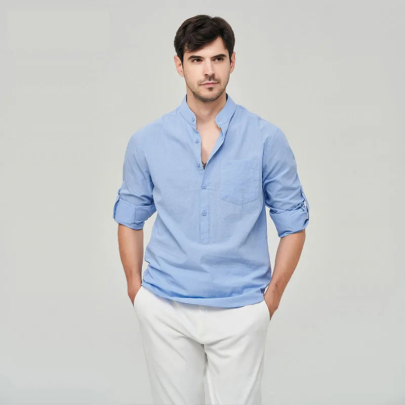 Camisa Masculina Casual em Algodão