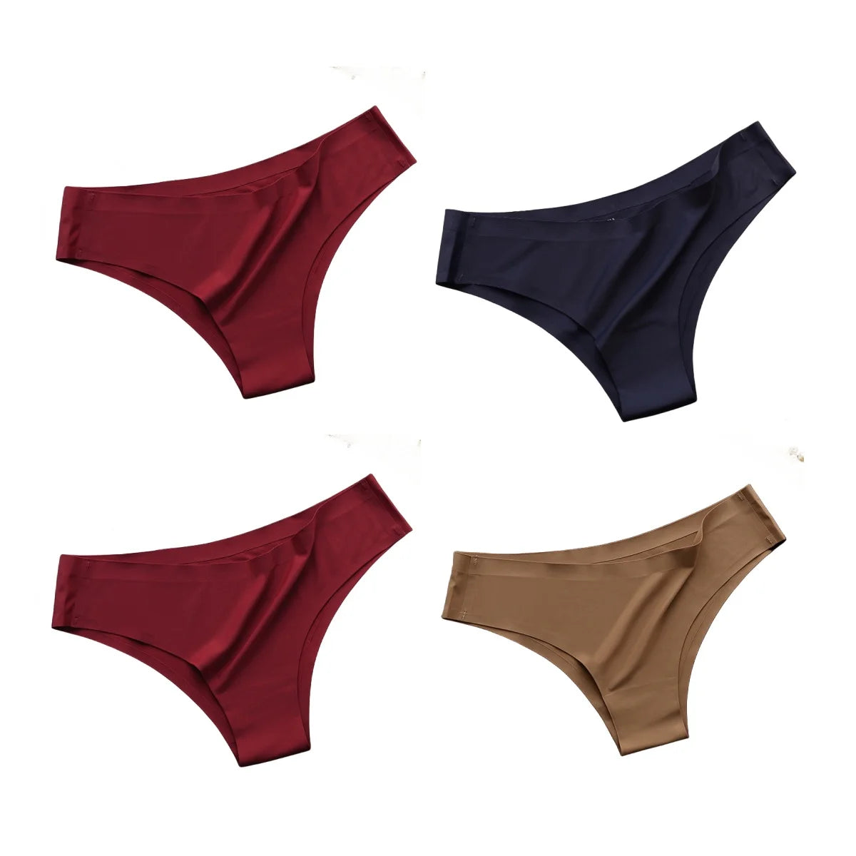 Kit 04 Peças de Calcinhas Femininas em Ice Silk (COMPRE 02 LEVE 03)