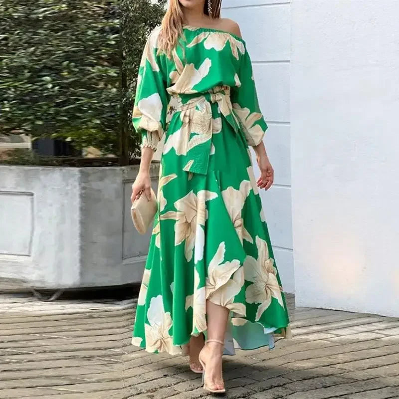 Vestido Feminino Ombro Único com Estampa Floral