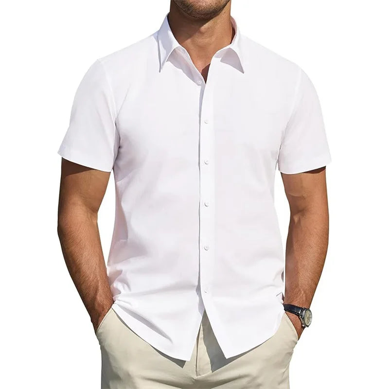 Camisa Masculina Casual com Gola Lapela