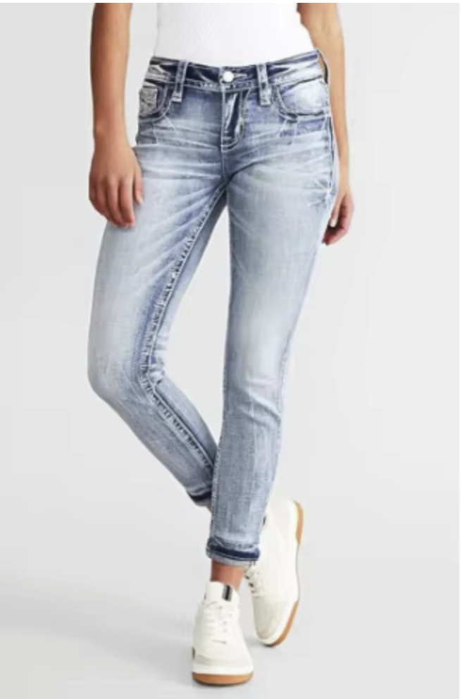 Jeans Bordada Feminina Jogger