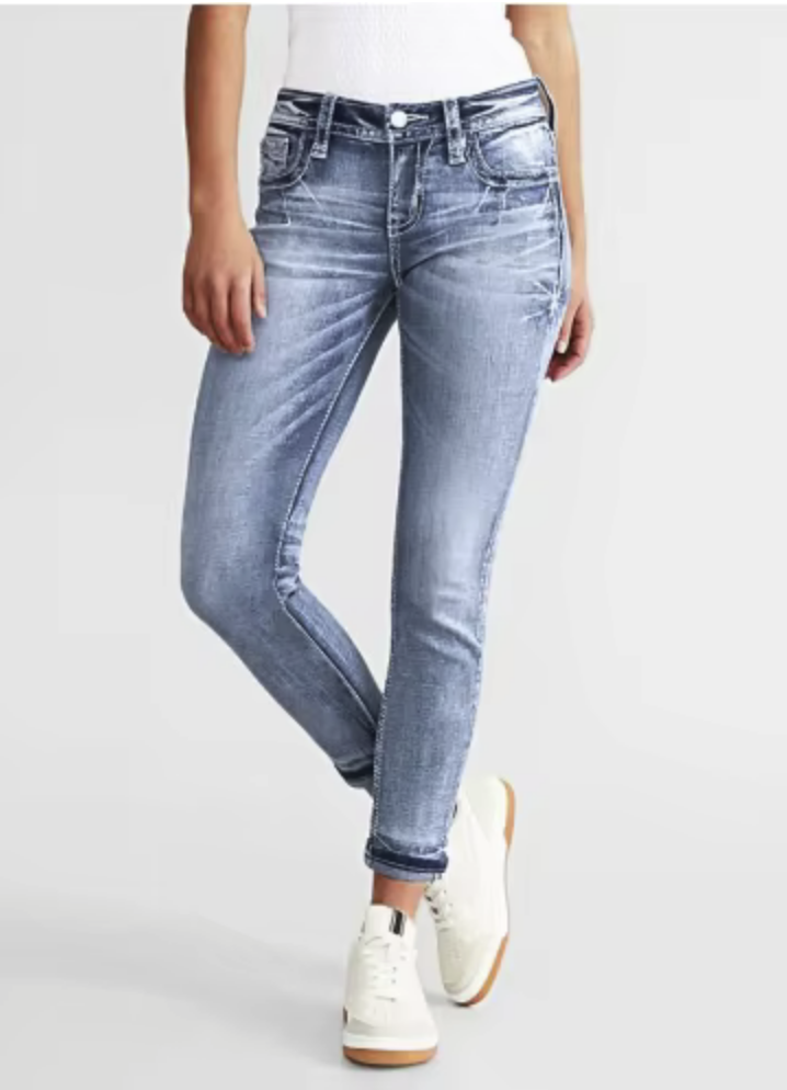 Jeans Bordada Feminina Jogger