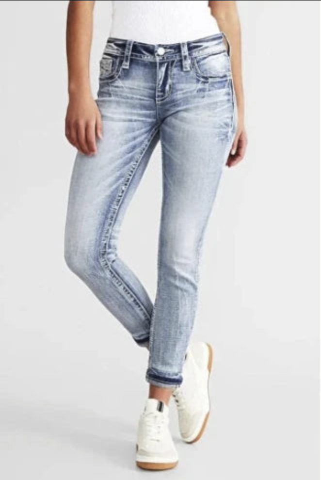 Jeans Bordada Feminina Jogger