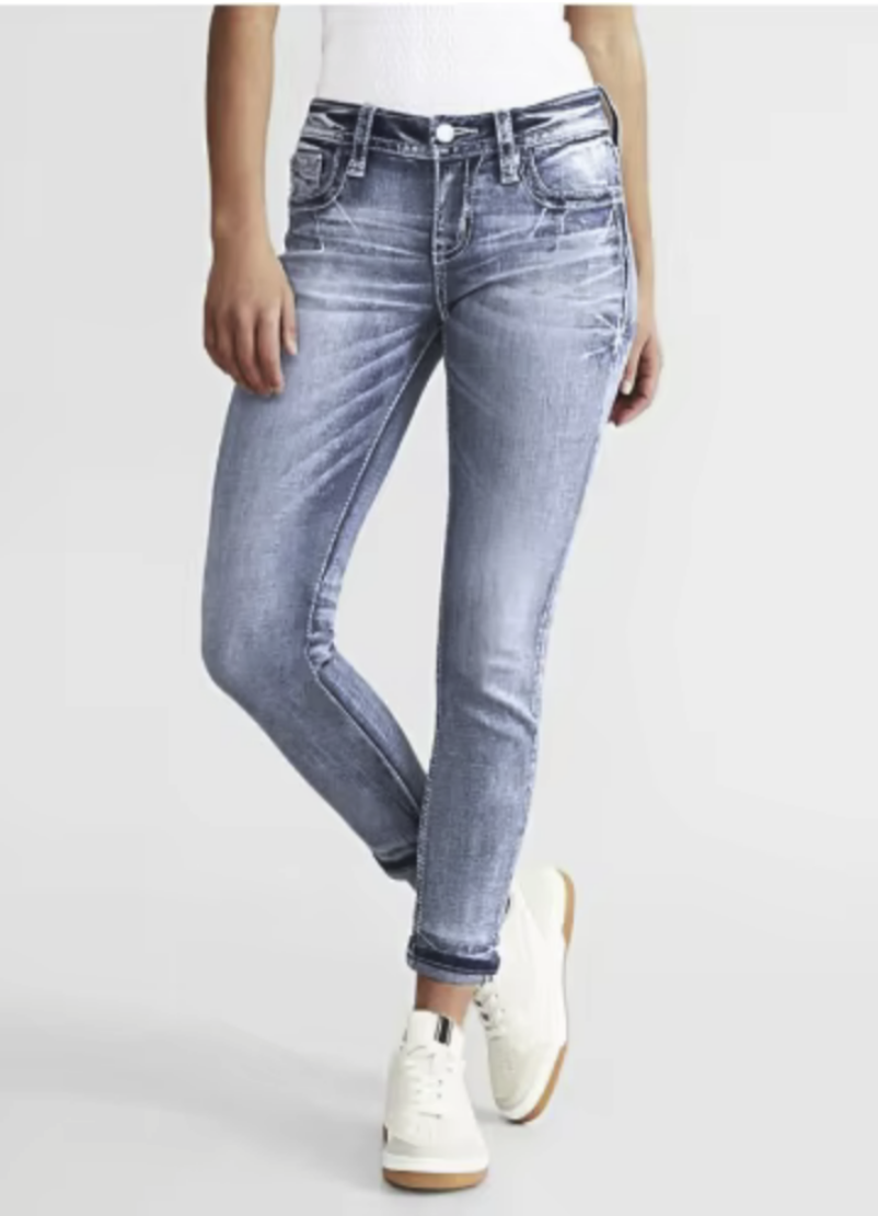 Jeans Bordada Feminina Jogger