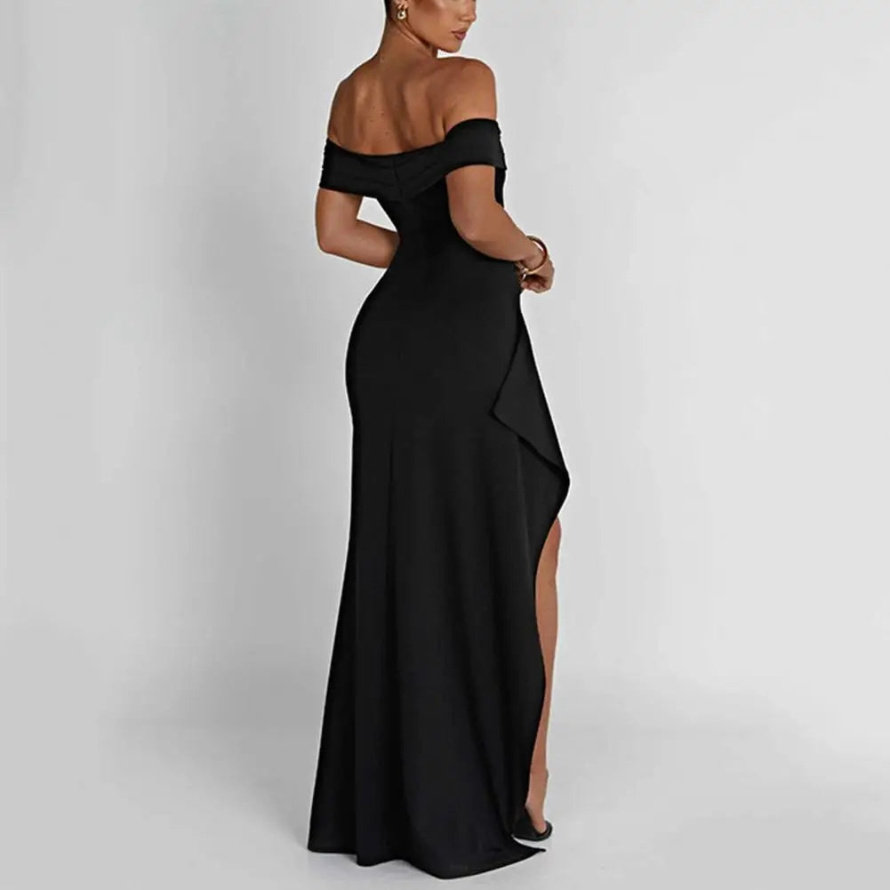 Vestido Elegante com Decote Ombro a Ombro