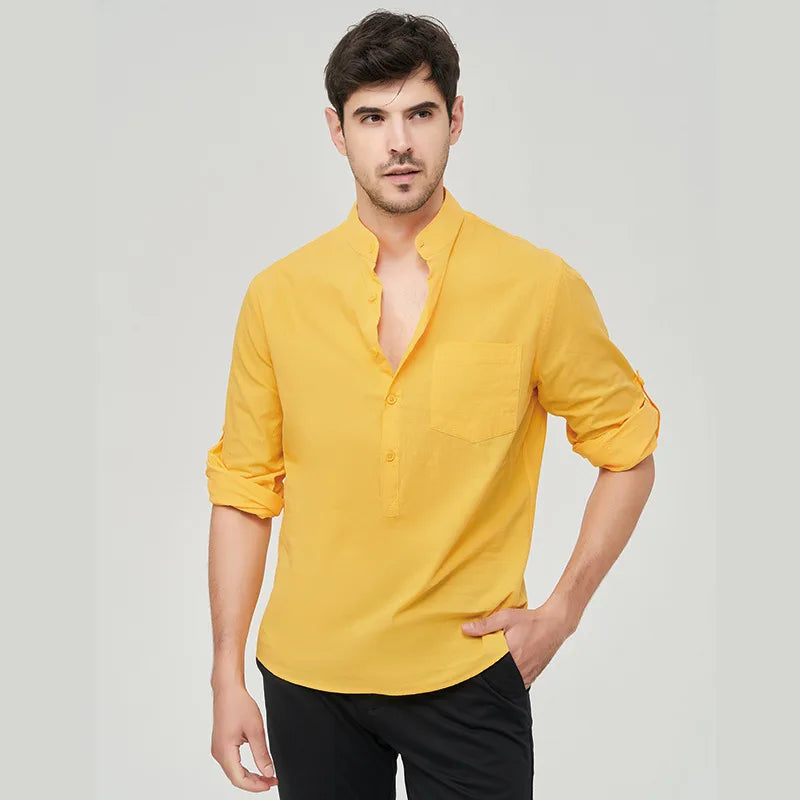 Camisa Masculina Casual em Algodão