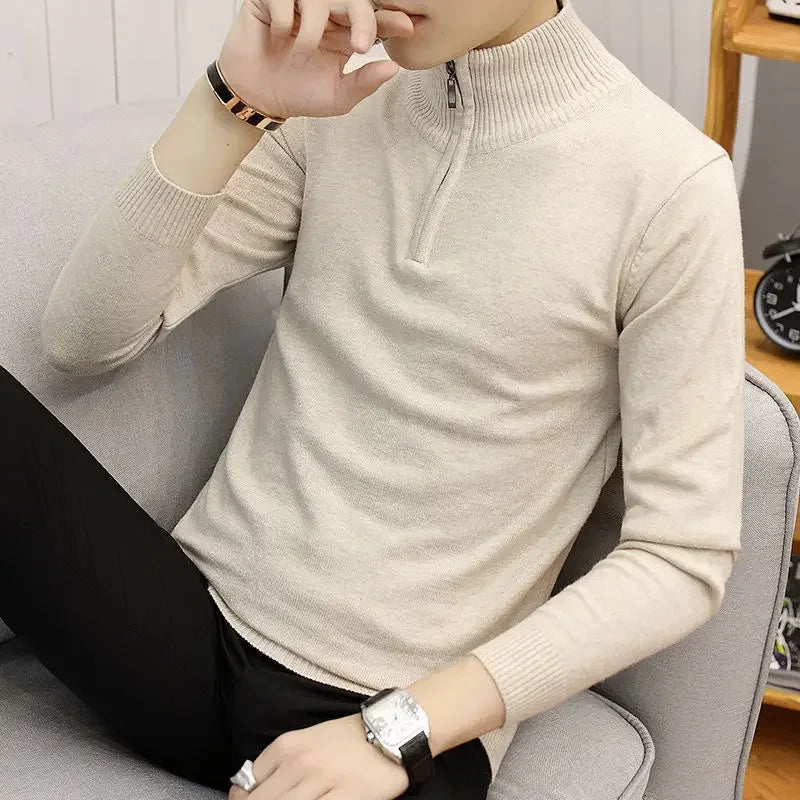 Suéter Masculino Gola Alta Meia Polo