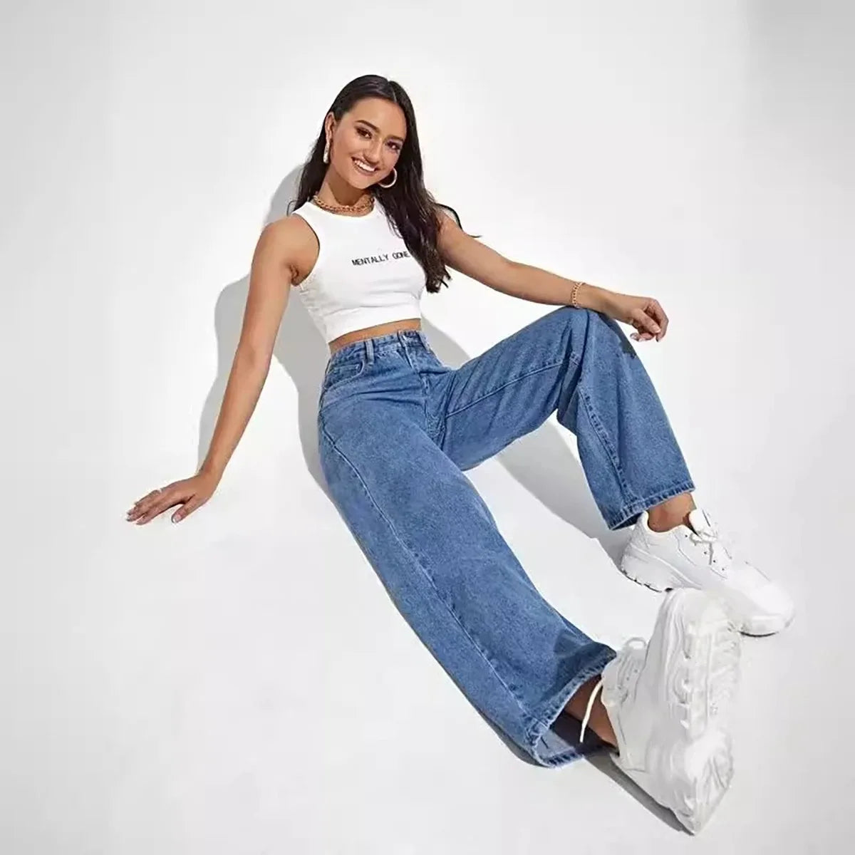 Calça Jeans Wide Leg Feminina – Cintura Alta