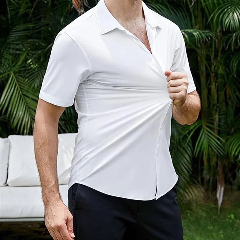 Camisa Masculina Casual com Gola Lapela