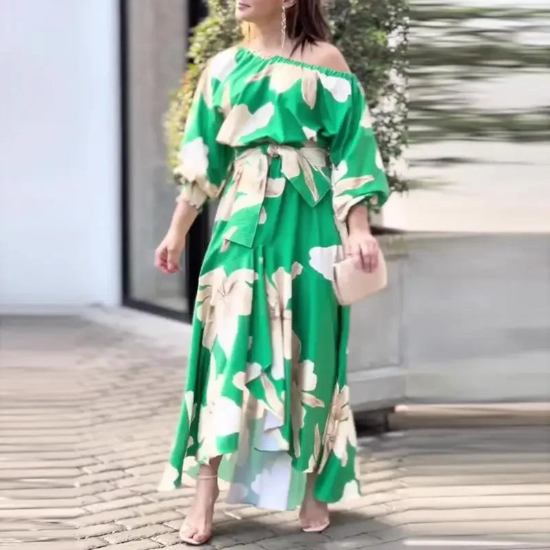 Vestido Feminino Ombro Único com Estampa Floral