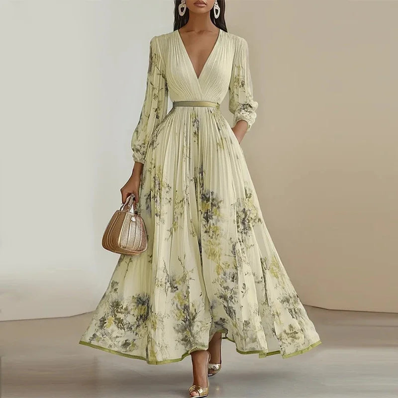 Vestido Longo Plissado Feminino