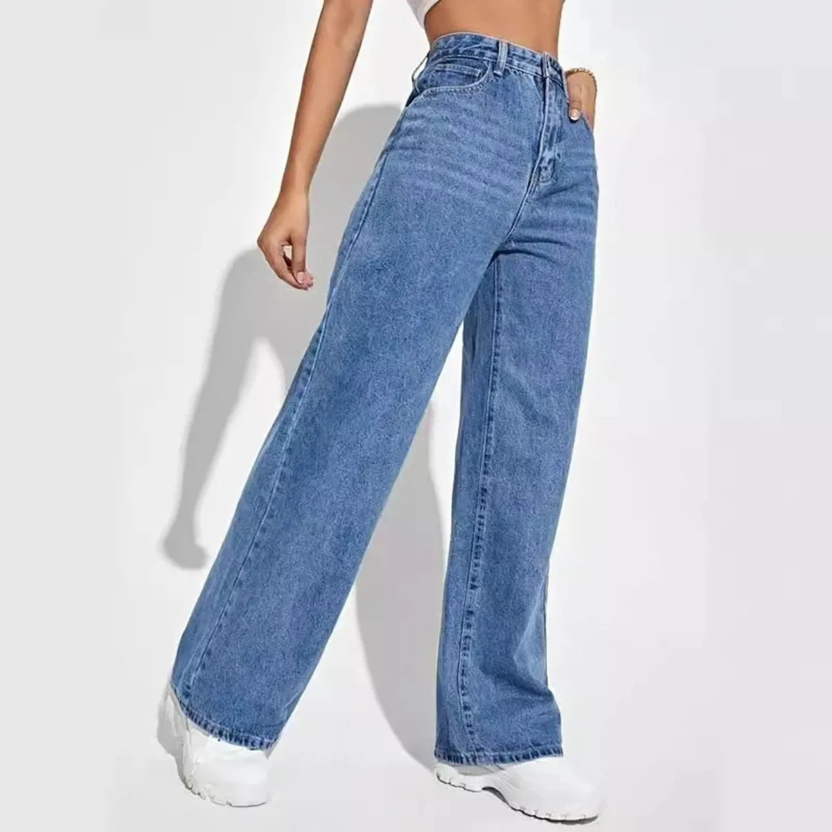 Calça Jeans Wide Leg Feminina – Cintura Alta
