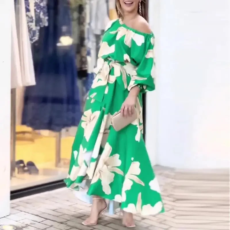 Vestido Feminino Ombro Único com Estampa Floral